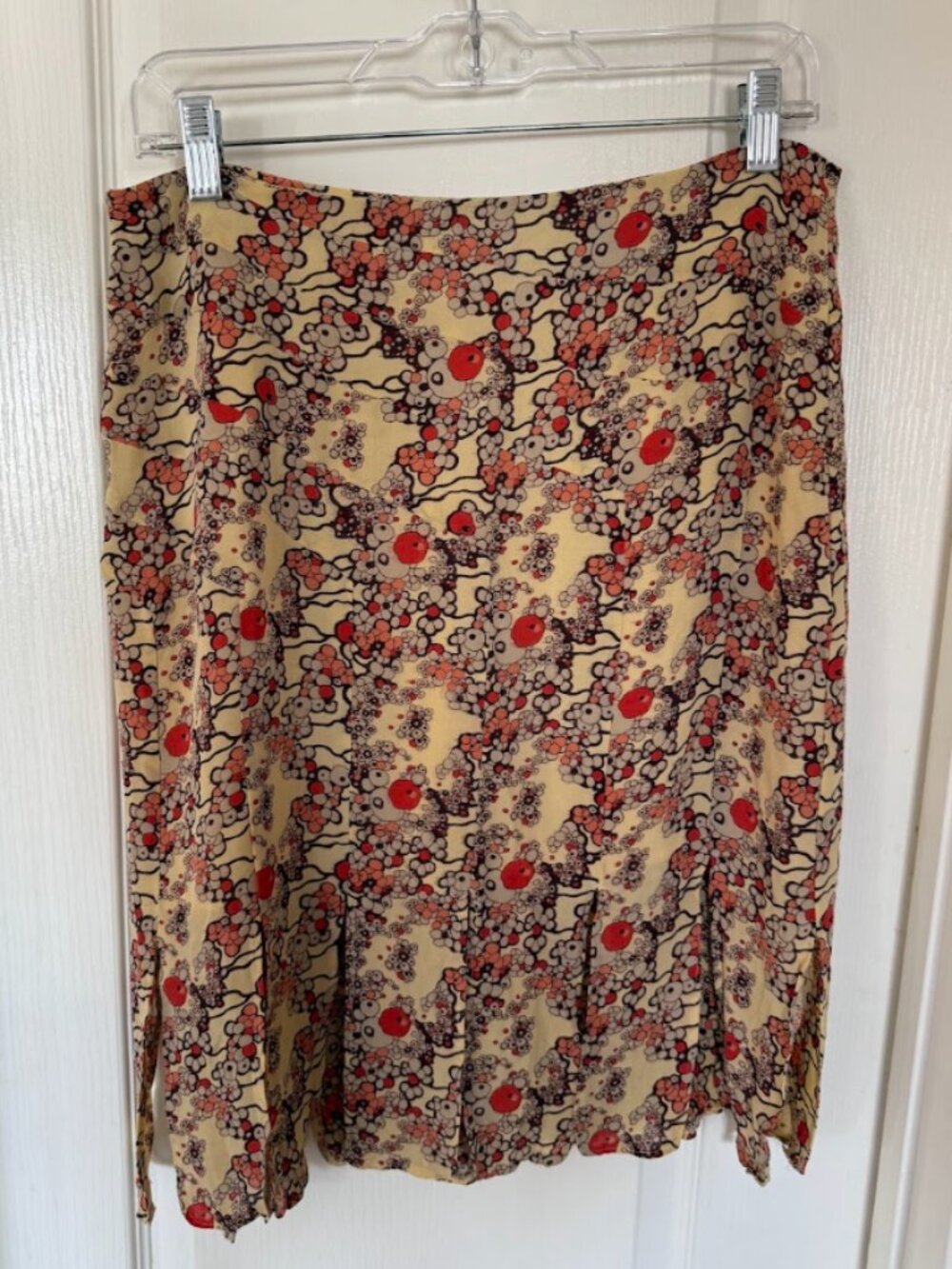 Vintage Lillie Rubin 100% Silk Midi Skirt - Yellow Mutli-Color print